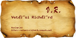Vetési Richárd névjegykártya
